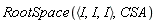 RootSpace(`<,>`(I, I, I), CSA)