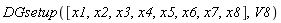 DGsetup([x1, x2, x3, x4, x5, x6, x7, x8], V8)