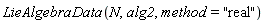 LieAlgebraData(N, alg2, method = "real")