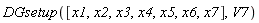 DGsetup([x1, x2, x3, x4, x5, x6, x7], V7)