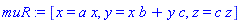 _DG([["transformation", [[G1, 0], [G1, 0]], [], [Matrix(%id = 4575596098)]], [[a*x, x], [x*b+y*c, y], [c*z, z]]])