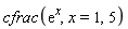 cfrac(exp(x), x = 1, 5)