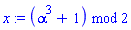 modp1(ConvertIn(alpha^3+1, alpha), 2)