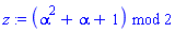 modp1(ConvertIn(alpha^2+alpha+1, alpha), 2)