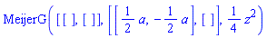 MeijerG([[], []], [[(1/2)*a, -(1/2)*a], []], (1/4)*z^2)