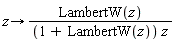 proc (z) options operator, arrow; LambertW(z)/((1+LambertW(z))*z) end proc