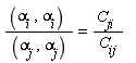 (alpha[i], alpha[i])/(alpha[j], alpha[j]) = C[ji]/C[ij]