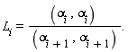 L[i] = ((alpha[i] ,alpha[i]) )/((alpha[i+1] , alpha[i+1])).