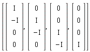 [Vector(4, {(1) = I, (2) = -I, (3) = 0, (4) = 0}), Vector(4, {(1) = 0, (2) = I, (3) = -I, (4) = 0}), Vector(4, {(1) = 0, (2) = 0, (3) = I, (4) = -I}), Vector(4, {(1) = 0, (2) = 0, (3) = 0, (4) = I})]