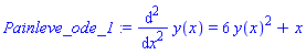 Painleve_ode_1 := diff(y(x), `$`(x, 2)) = 6*y(x)^2+x