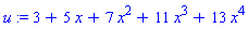 3+5*x+7*x^2+11*x^3+13*x^4