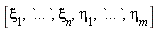 [xi[1], `...`, xi[n], eta[1], `...`, eta[m]]
