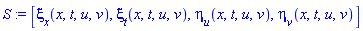[xi[x](x, t, u, v), xi[t](x, t, u, v), eta[u](x, t, u, v), eta[v](x, t, u, v)]