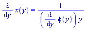 diff(x(y), y) = 1/((diff(phi(y), y))*y)