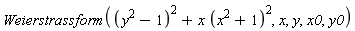 Weierstrassform((y^2-1)^2+x*(x^2+1)^2, x, y, x0, y0)