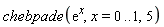 chebpade(exp(x), x = 0 .. 1, 5)