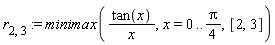 r[2, 3] := minimax(tan(x)/x, x = 0 .. (1/4)*Pi, [2, 3])