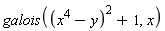 galois((x^4-y)^2+1, x)