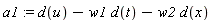 a1 := d(u)-w1*d(t)-w2*d(x)