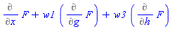 Diff(F, x)+w1*(Diff(F, g))+w3*(Diff(F, h))