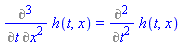 Diff(h(t, x), `$`(x, 2), t) = Diff(h(t, x), `$`(t, 2))