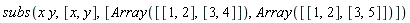 subs(x*y, [x, y], [Array([[1, 2], [3, 4]]), Array([[1, 2], [3, 5]])])