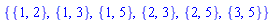 {{1, 2}, {1, 3}, {1, 5}, {2, 3}, {2, 5}, {3, 5}}