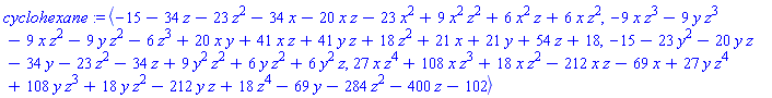 POLYNOMIALIDEAL(-15-34*z-23*z^2-34*x-20*x*z-23*x^2+9*x^2*z^2+6*x^2*z+6*x*z^2, -9*x*z^3-9*y*z^3-9*x*z^2-9*y*z^2-6*z^3+20*x*y+41*x*z+41*y*z+18*z^2+21*x+21*y+54*z+18, -15-23*y^2-20*y*z-34*y-23*z^2-34*z+9*y^2*z^2+6*y*z^2+6*y^2*z, 27*x*z^4+108*x*z^3+18*x*z^2-212*x*z-69*x+27*y*z^4+108*y*z^3+18*y*z^2-212*y*z+18*z^4-69*y-284*z^2-400*z-102, variables = {z, x, y}, characteristic = 0, known_groebner_bases = (table( [ ] )))