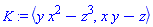 POLYNOMIALIDEAL(y*x^2-z^3, x*y-z, variables = {z, x, y}, characteristic = 0, known_groebner_bases = (table( [ ] )))