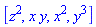 [z^2, x*y, x^2, y^3]