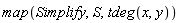 map(Simplify, S, tdeg(x, y))