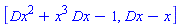 [Dx^2+x^3*Dx-1, Dx-x]