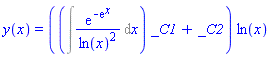 y(x) = ((Int(exp(-exp(x))/ln(x)^2, x))*_C1+_C2)*ln(x)