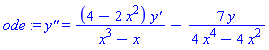 ode := `y''` = (4-2*x^2)*`y'`/(x^3-x)-7*y/(4*x^4-4*x^2)