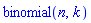 binomial(n, k)