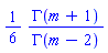 (1/6)*GAMMA(m+1)/GAMMA(m-2)