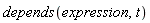 depends(expression, t)