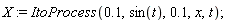 X := ItoProcess(.1, sin(t), .1, x, t)