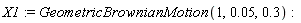 X1 := GeometricBrownianMotion(1, 0.5e-1, .3)