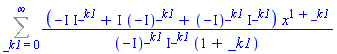 Sum((-I*I^_k1+I*(-I)^_k1+(-I)^_k1*I^_k1)*x^(1+_k1)/((-I)^_k1*I^_k1*(1+_k1)), _k1 = 0 .. infinity)