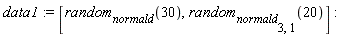 data1 := [random[normald](30), random[normald[3, 1]](20)]