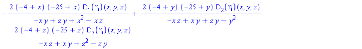 -2*(-4+x)*(-25+x)*(D[1](eta))(x, y, z)/(-x*y+z*y+x^2-x*z)+2*(-4+y)*(-25+y)*(D[2](eta))(x, y, z)/(-x*z+x*y+z*y-y^2)-2*(-4+z)*(-25+z)*(D[3](eta))(x, y, z)/(-x*z+x*y+z^2-z*y)