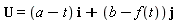 U = (a-t)*i+(b-f(t))*j