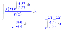 (Int(f(x)*exp(Int(q(x)/p(x), x))/p(x), x))/exp(Int(q(s)/p(s), s))+_C1*_C2/exp(Int(q(s)/p(s), s))