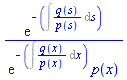 exp(-(Int(q(s)/p(s), s)))/(exp(-(Int(q(x)/p(x), x)))*p(x))