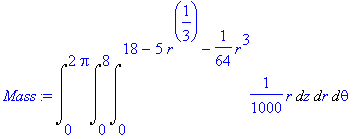 Mass := Int(Int(Int(1/1000*r,z = 0 .. 18-5*r^(1/3)-...