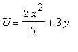 U = 2/5*x^2+3*y