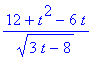 (12+t^2-6*t)/(3*t-8)^(1/2)