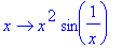 proc (x) options operator, arrow; x^2*sin(1/x) end proc