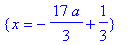 {x = -17/3*a+1/3}